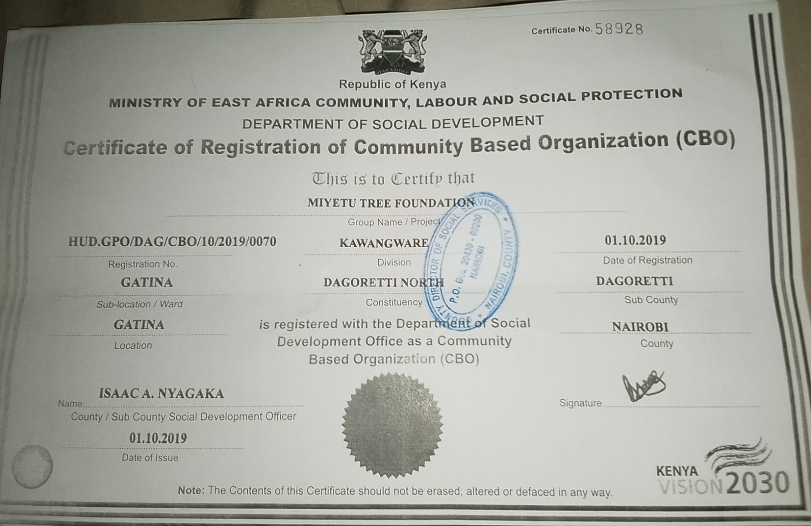 Certificate of Registration